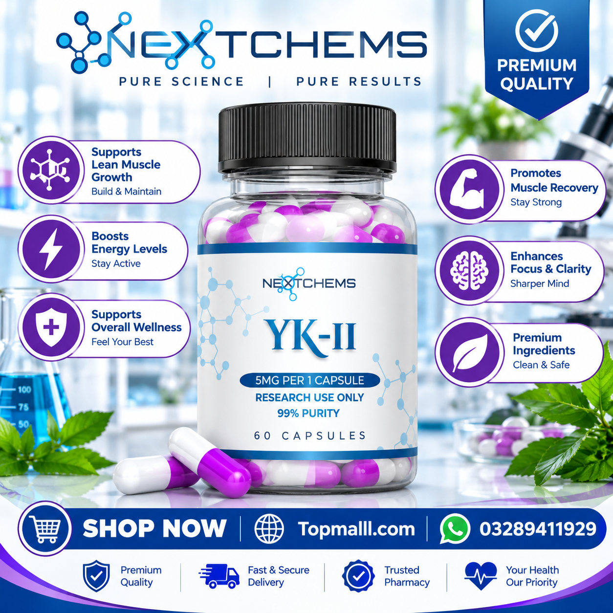 NextChems YK-11 5mg 60 Capsules Price In Pakistan