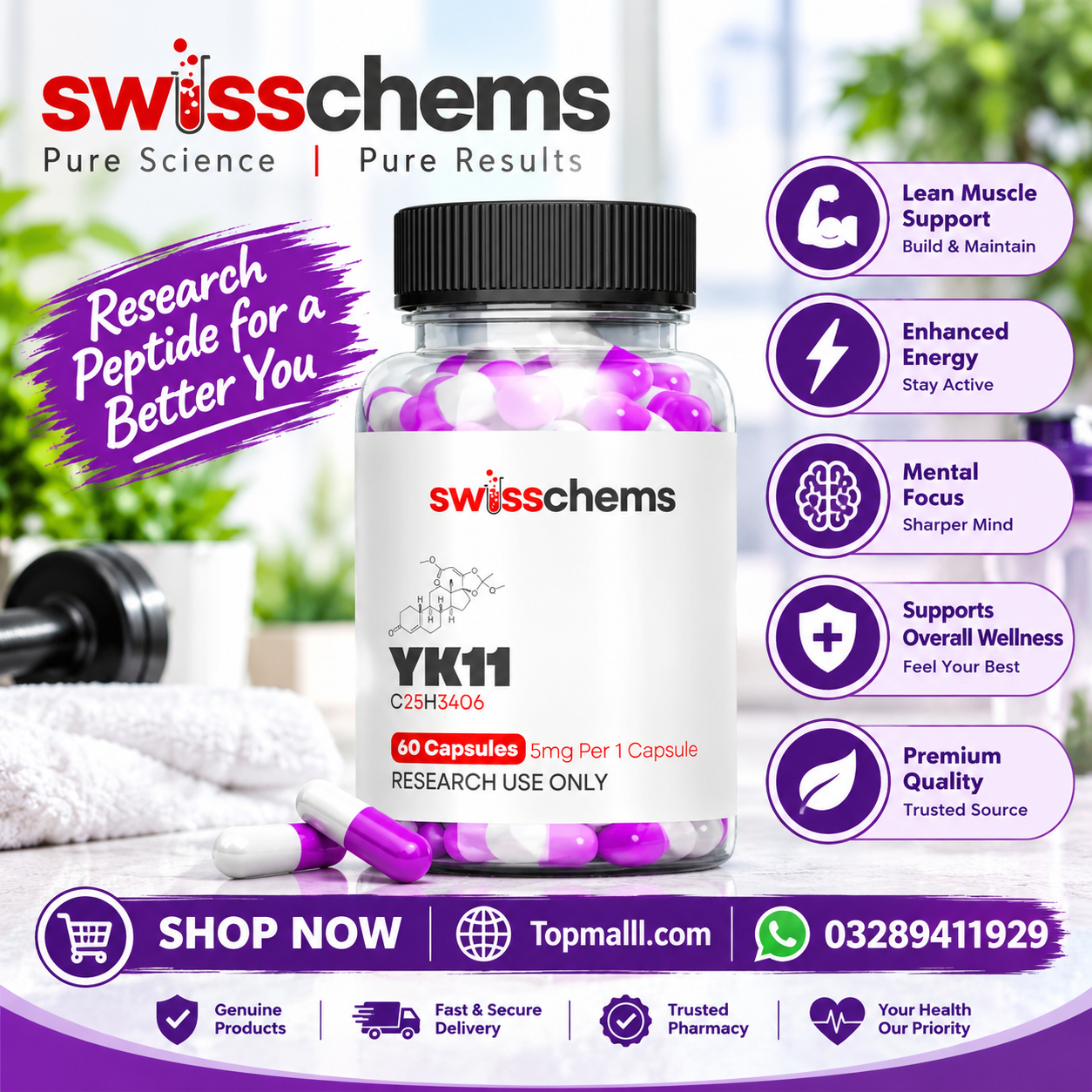 Swiss Chems YK-11 5mg 60 Capsules in Pakistan