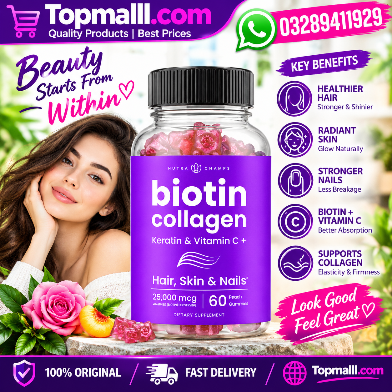 NutraChamps Biotin Gummies 10000mcg with In Pakistan