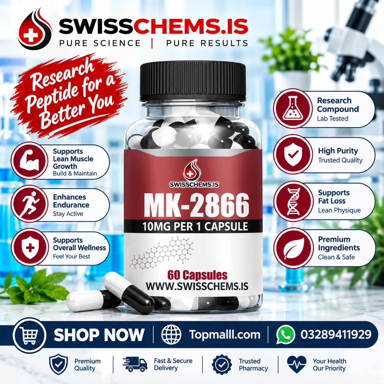 Ostarine MK-2866 600 mg 10 mg/60 capsules In Pakistan