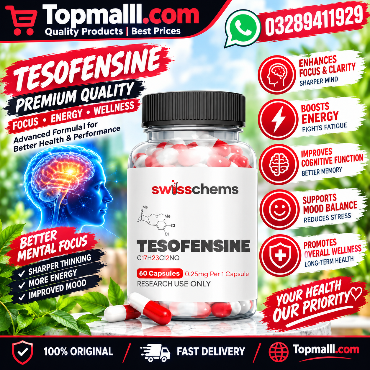Swiss Chems Tesofensine 0.25mg Capsules In Pakistan
