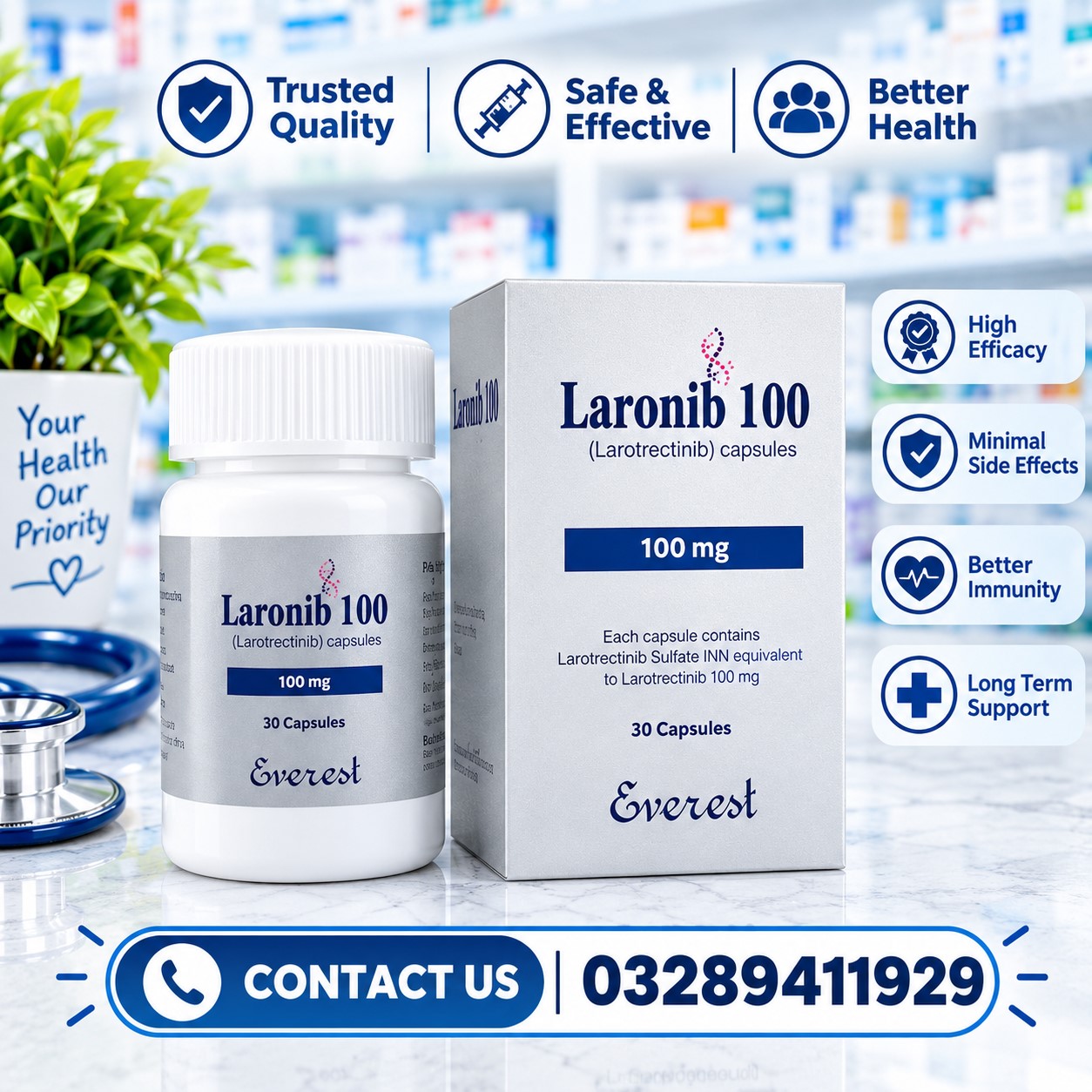 Laronib 100mg Larotrectinib Capsule In Pakistan
