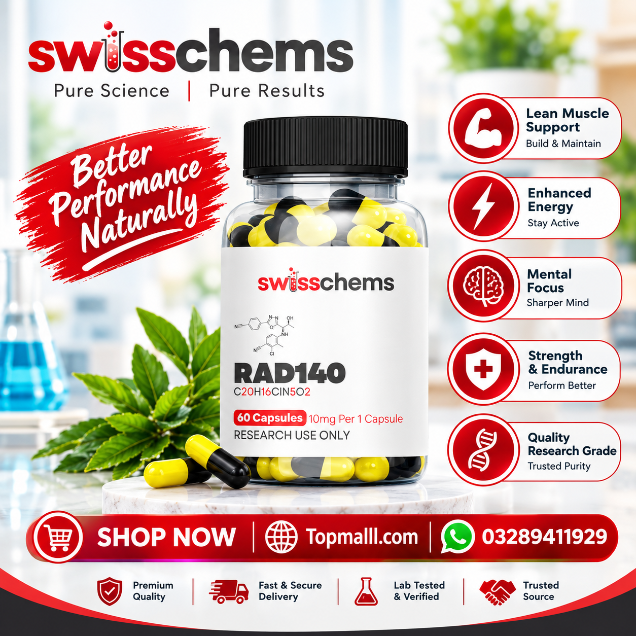 Swiss Chems Testolone RAD-140 10mg Capsules Price In Pakistan