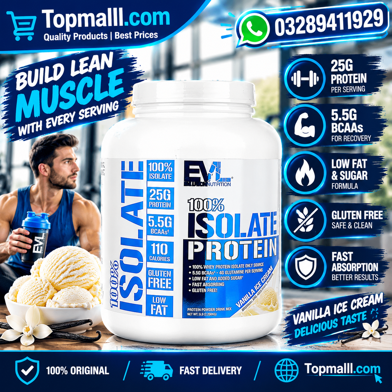 EVLution Nutrition 100% Whey Protein Vanilla Ice Cream In Pakistan