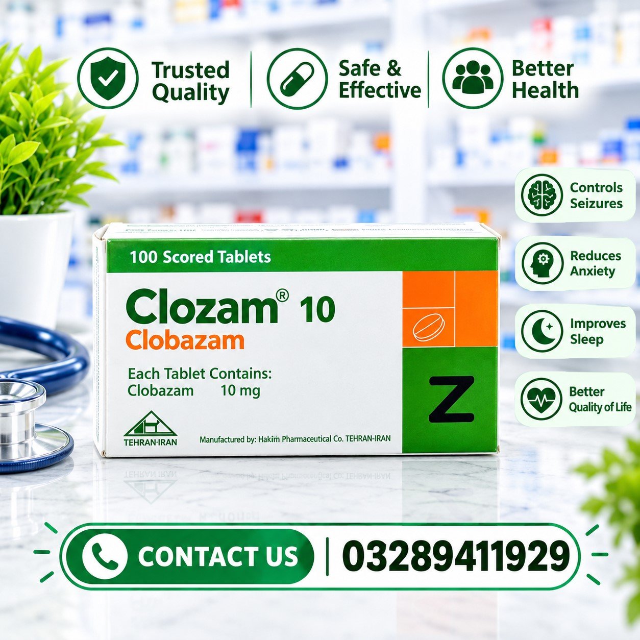 Clobazam 10 mg Tablet (Clobazam) In Pakistan