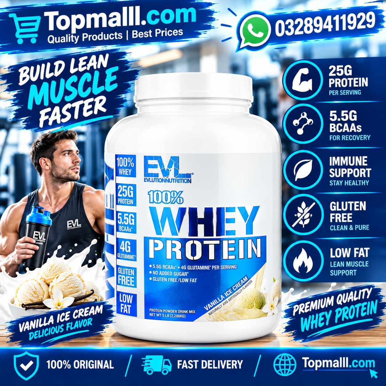 EVLution Nutrition 100% Isolate Protein Vanilla Ice Cream in Pakistan