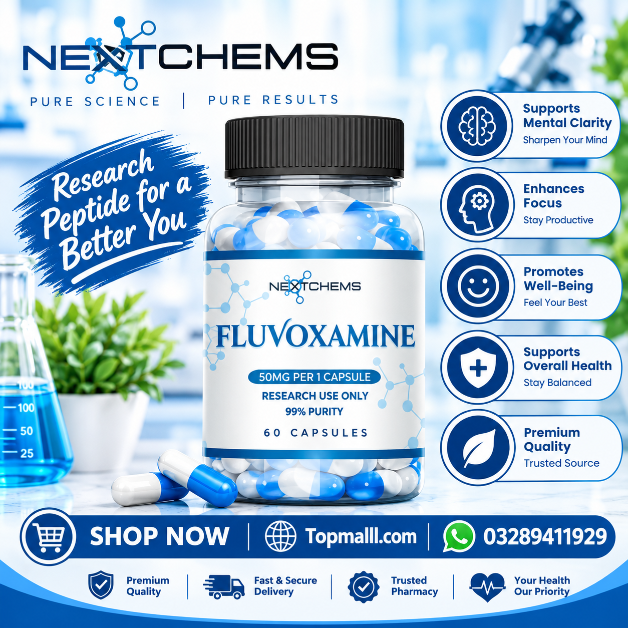Nextchems Fluvoxamine 50mg 60 Capsules In Pakistan