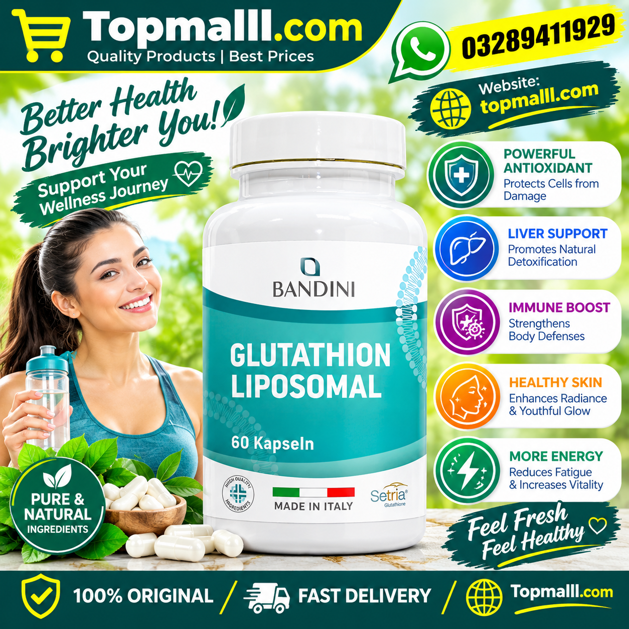 Bandini Liposomal Glutathione 250 Mg Capsules In Pakistan