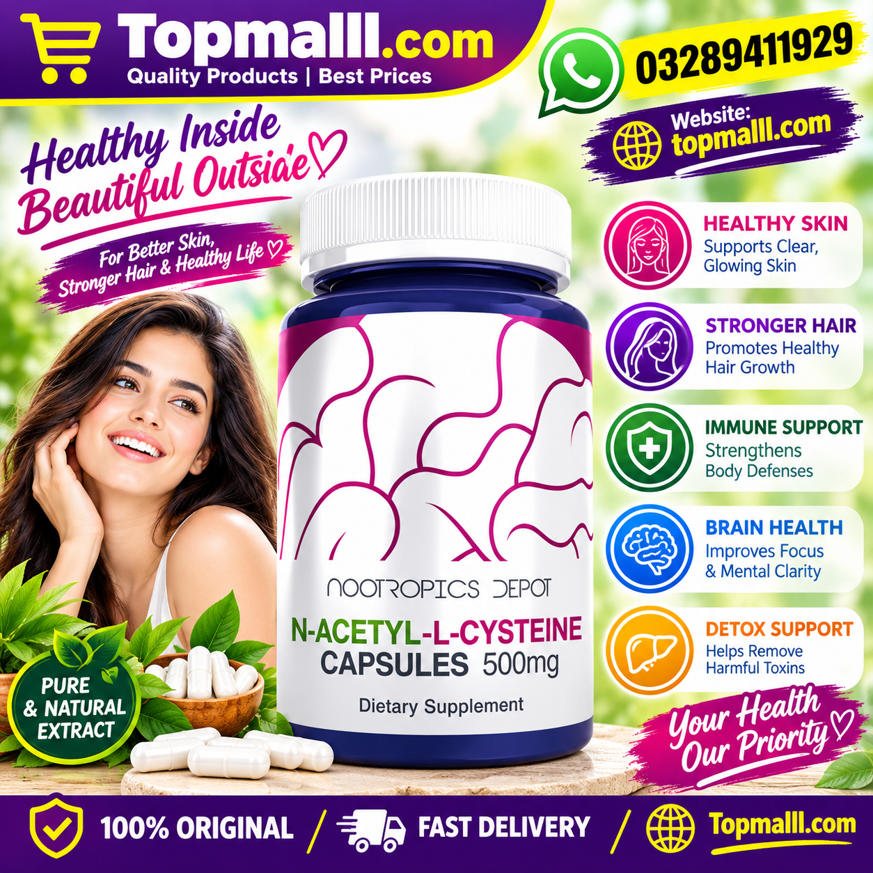 Nootropics Depot N-Acetyl L-Cysteine Capsules In Pakistan