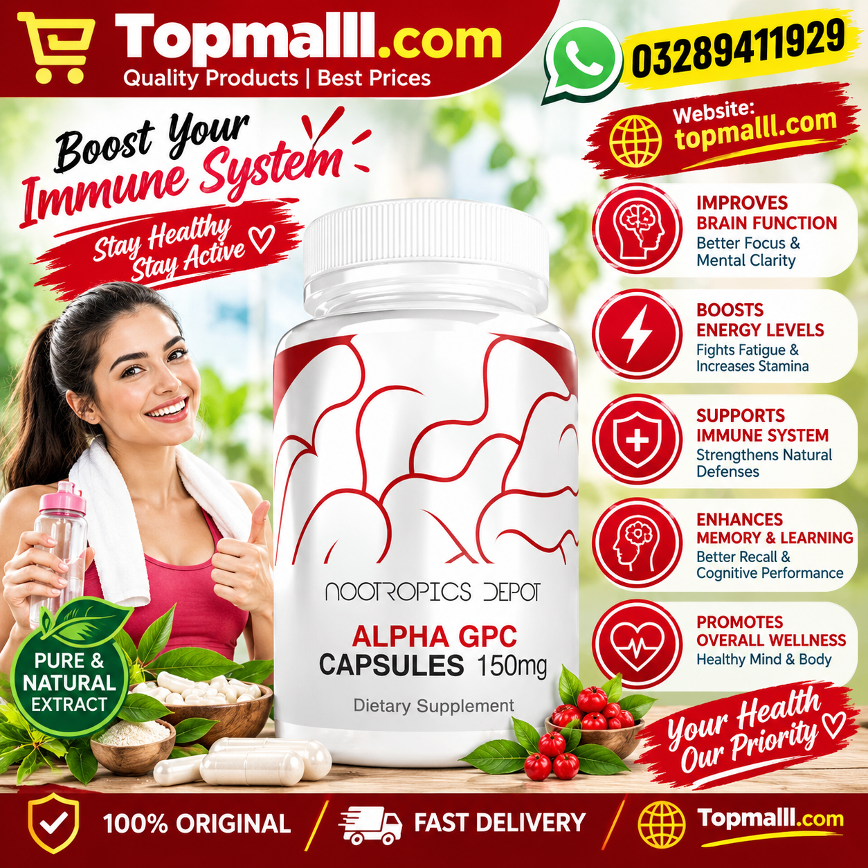 Nootropics Depot Alpha GPC 150Mg Capsules In Pakistan