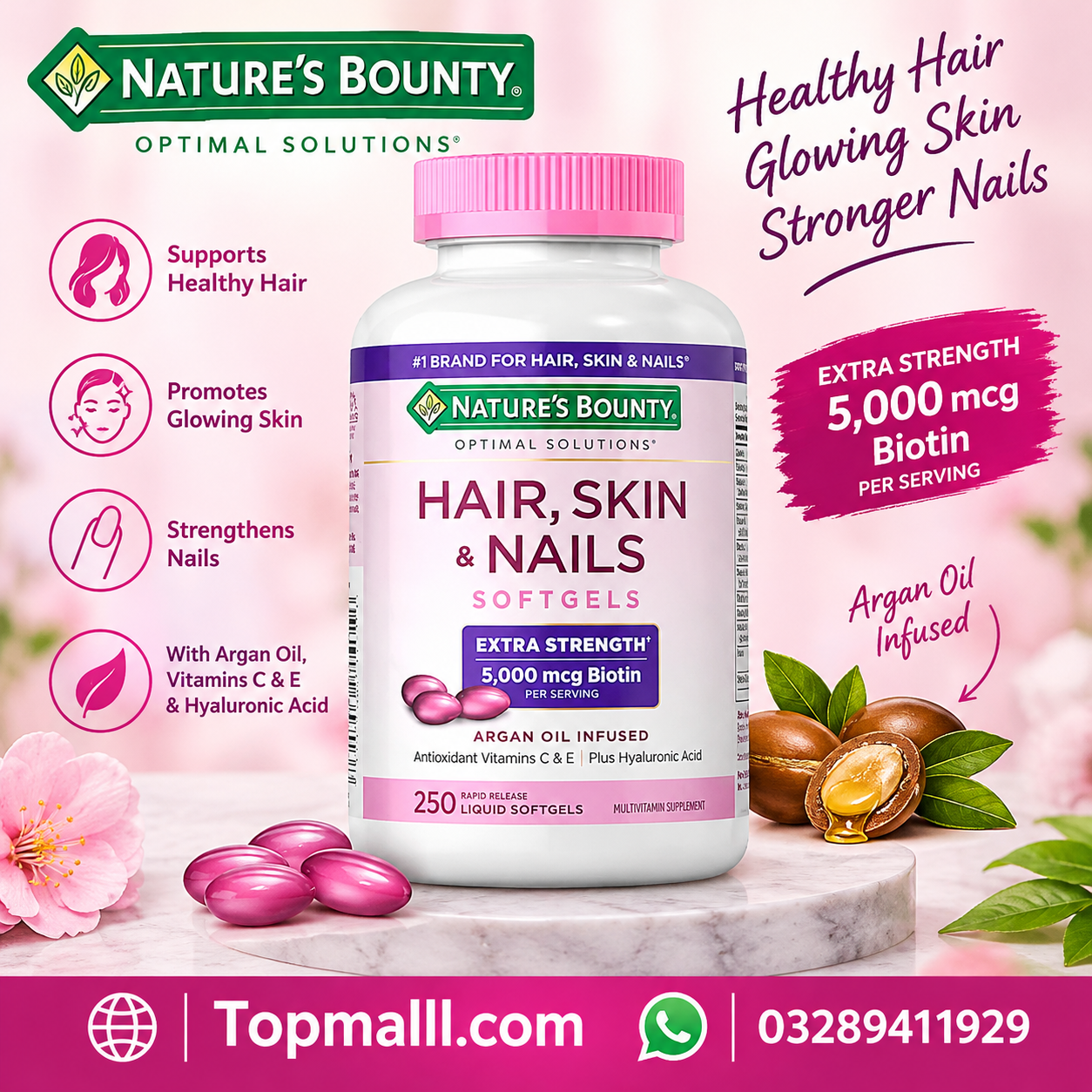 Natures Bounty Hair Skin & Nails Softgels 5000mcg Price In Pakistan