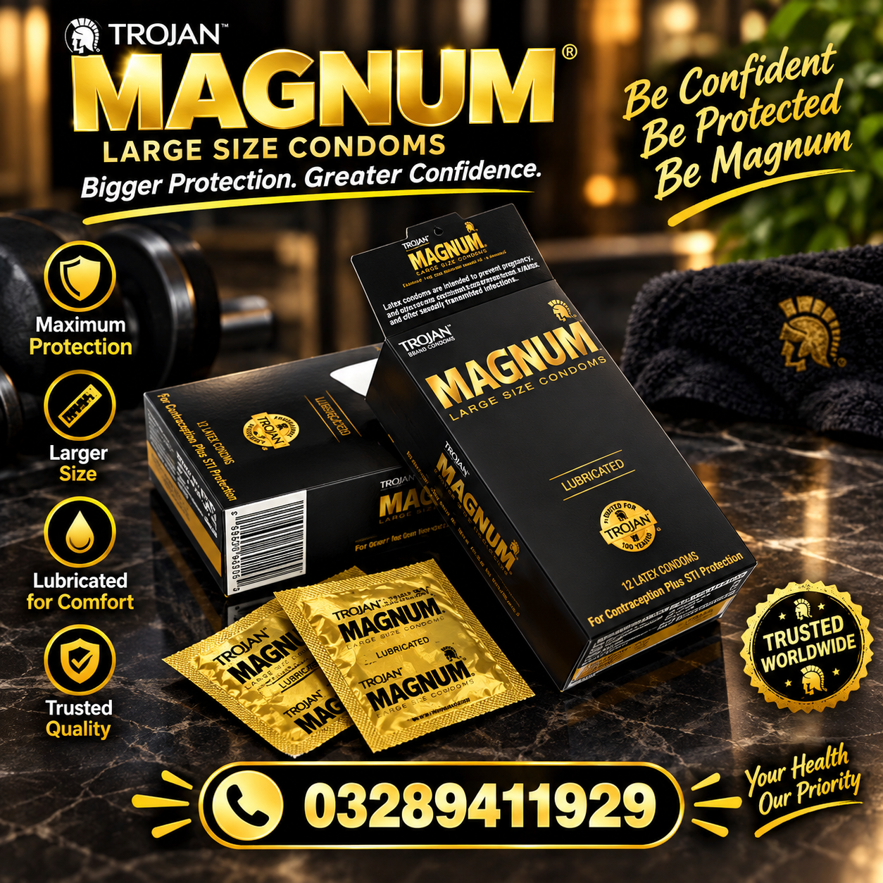 Trojan Magnum XL Large Size Lubricated Condoms In Pakistan