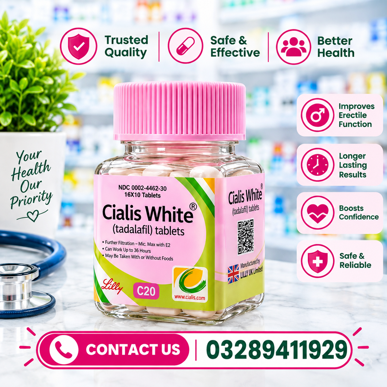 Cialis White Tadalafil 20mg 10 Tablets In Pakistan