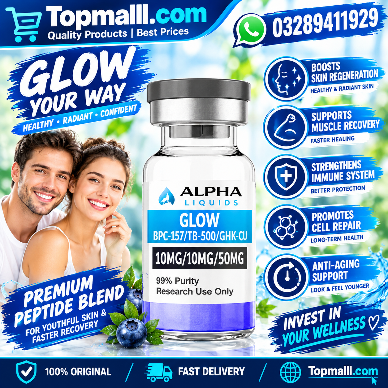 Alpha Liquids BPC-157/TB-500/GHKCU GLOW Blend In Pakistan