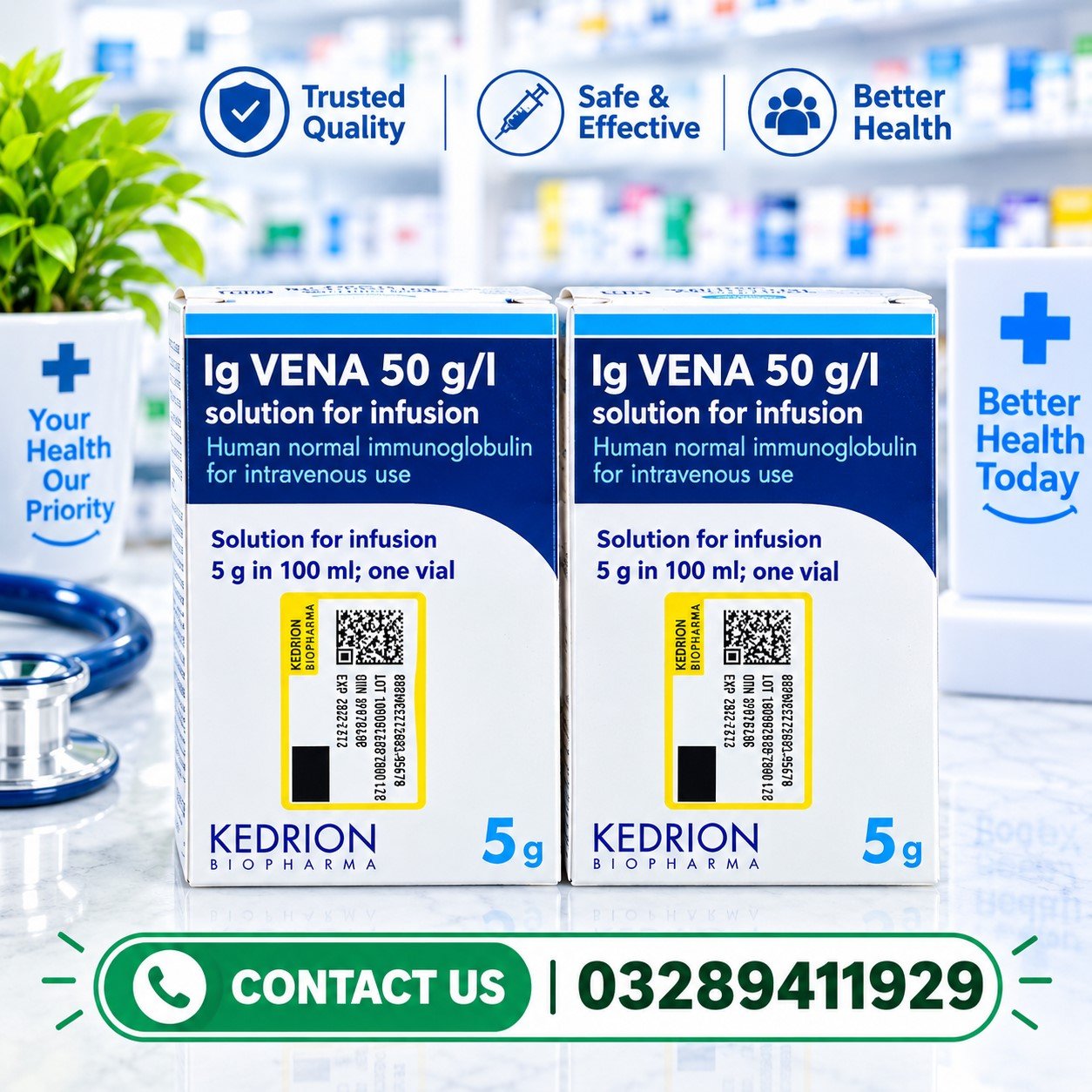 Ig VENA 50 g/L | Solution for Infusion | 5 g in 100 mL In Pakistan