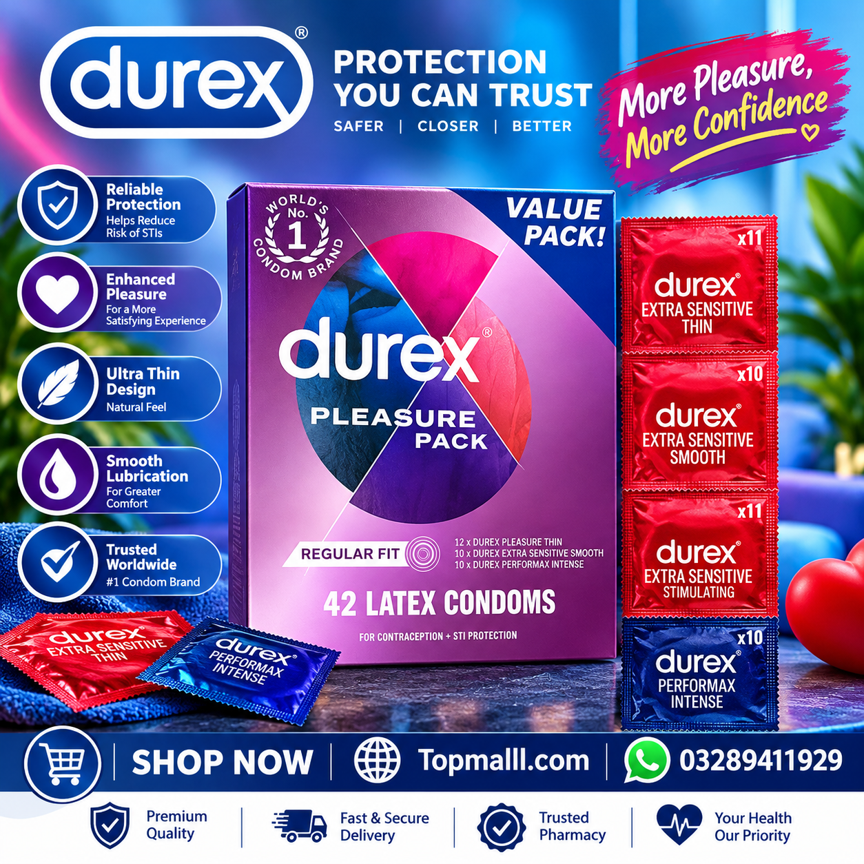  Durex Pleasure Pack Assorted Condoms Price in Pakistan