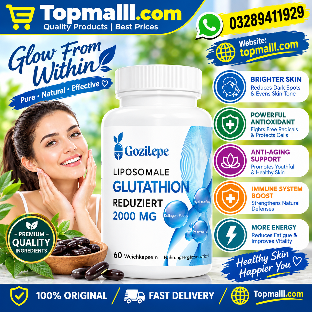 Gozitepe Liposomal Glutathione 2000mg Softgels In Pakistan