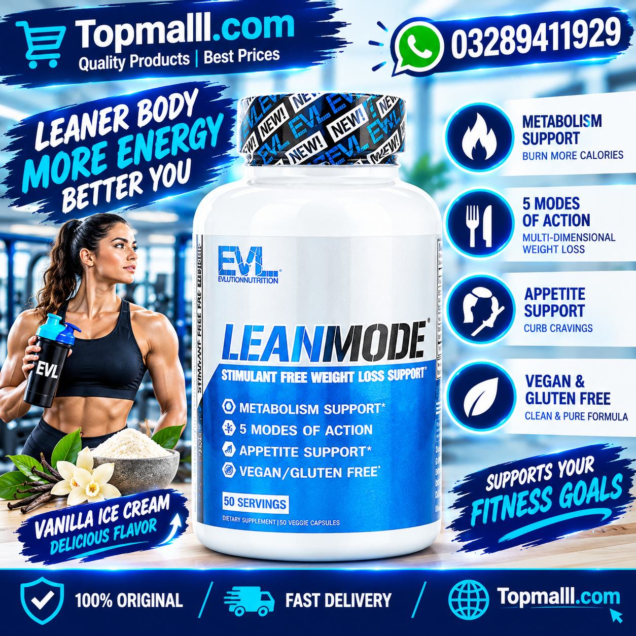 EVLution LeanMode - 150 Veggie Capsules (150 Servings) Price In Pakistan
