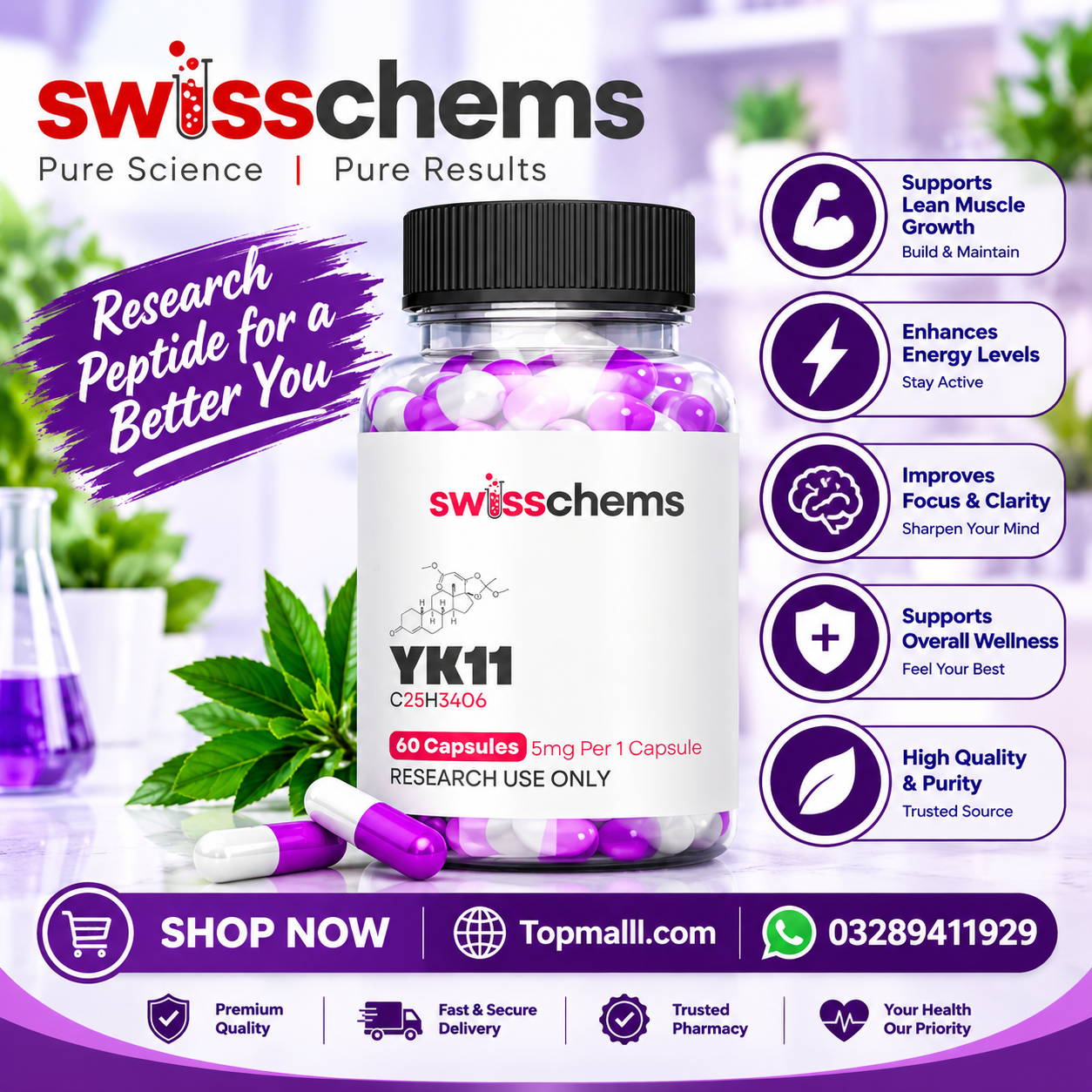 Swiss Chems YK-11 5mg 60 Capsules Price In Pakistan