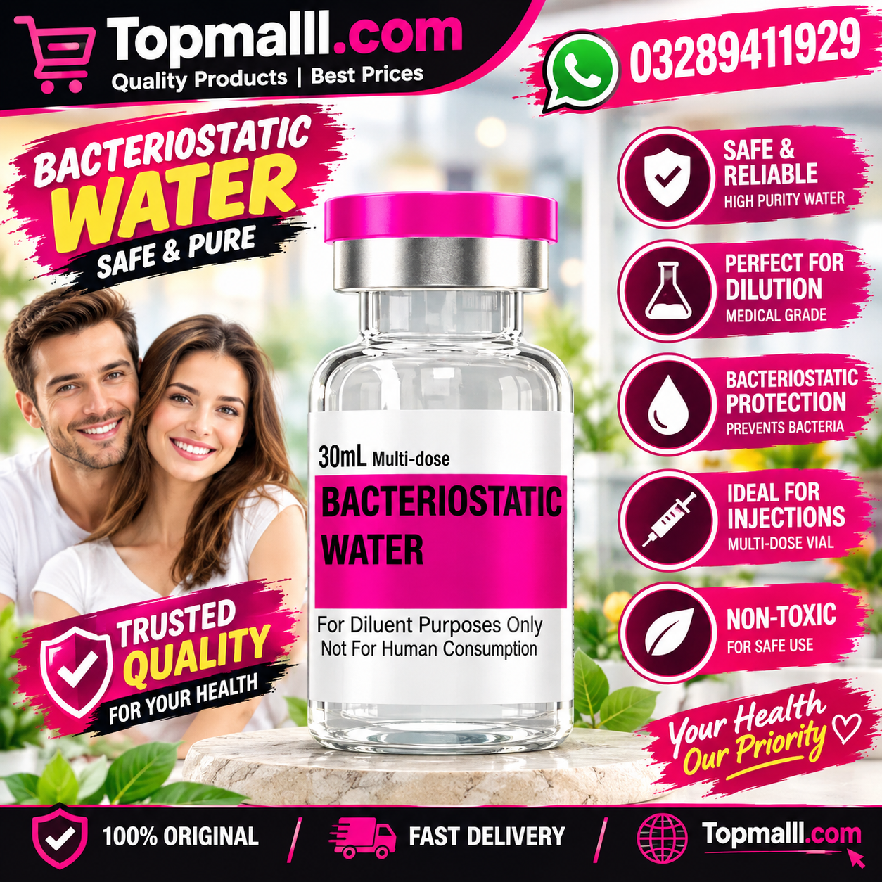 Bacteriostatic Water (30ml) Multi-Dose in Pakistan 