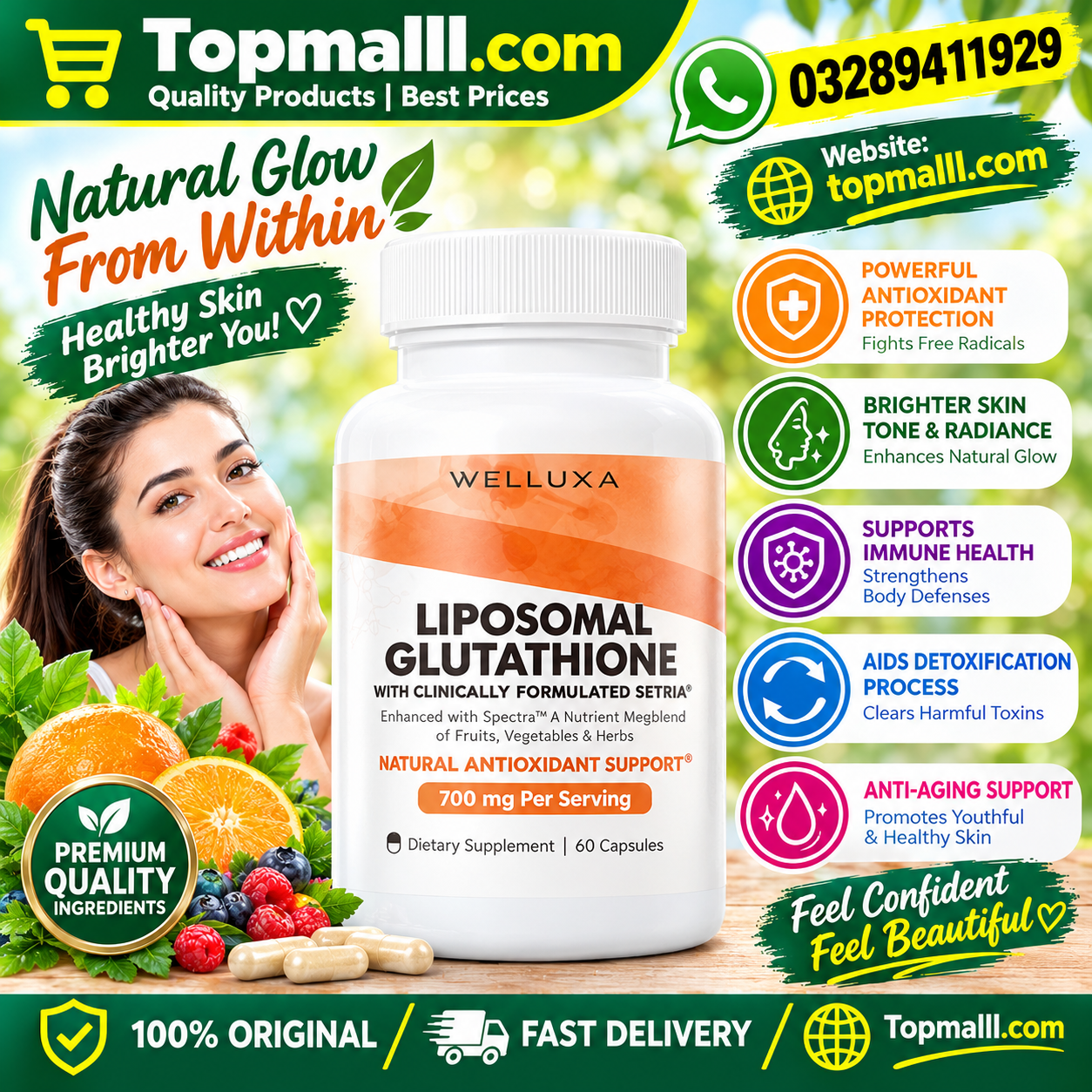 Welluxa Liposomal Glutathione 700 Mg Capsules in Pakistan